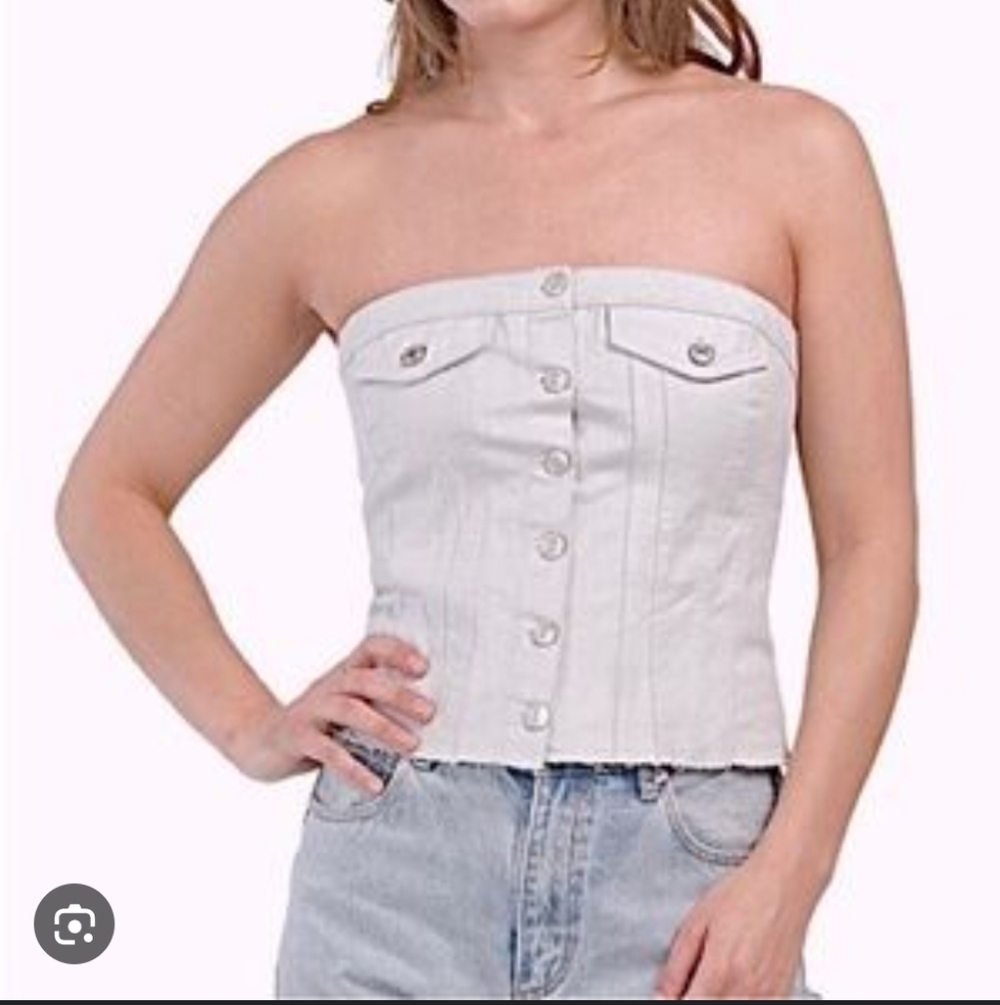 Zara Silver/Gray Shimmer Corset Top for‎ Women